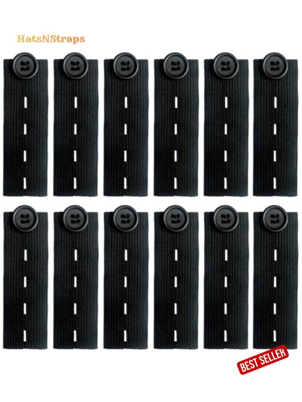 10-Piece Adjustable Button Extenders for Waistbands Pants Jeans Cotton Elastic